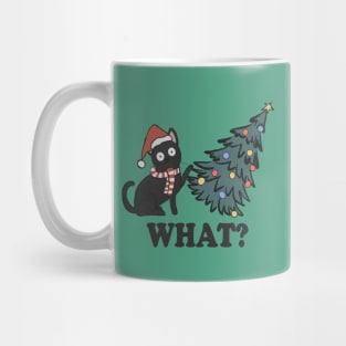 Cat Pushing Christmas Tree Mug